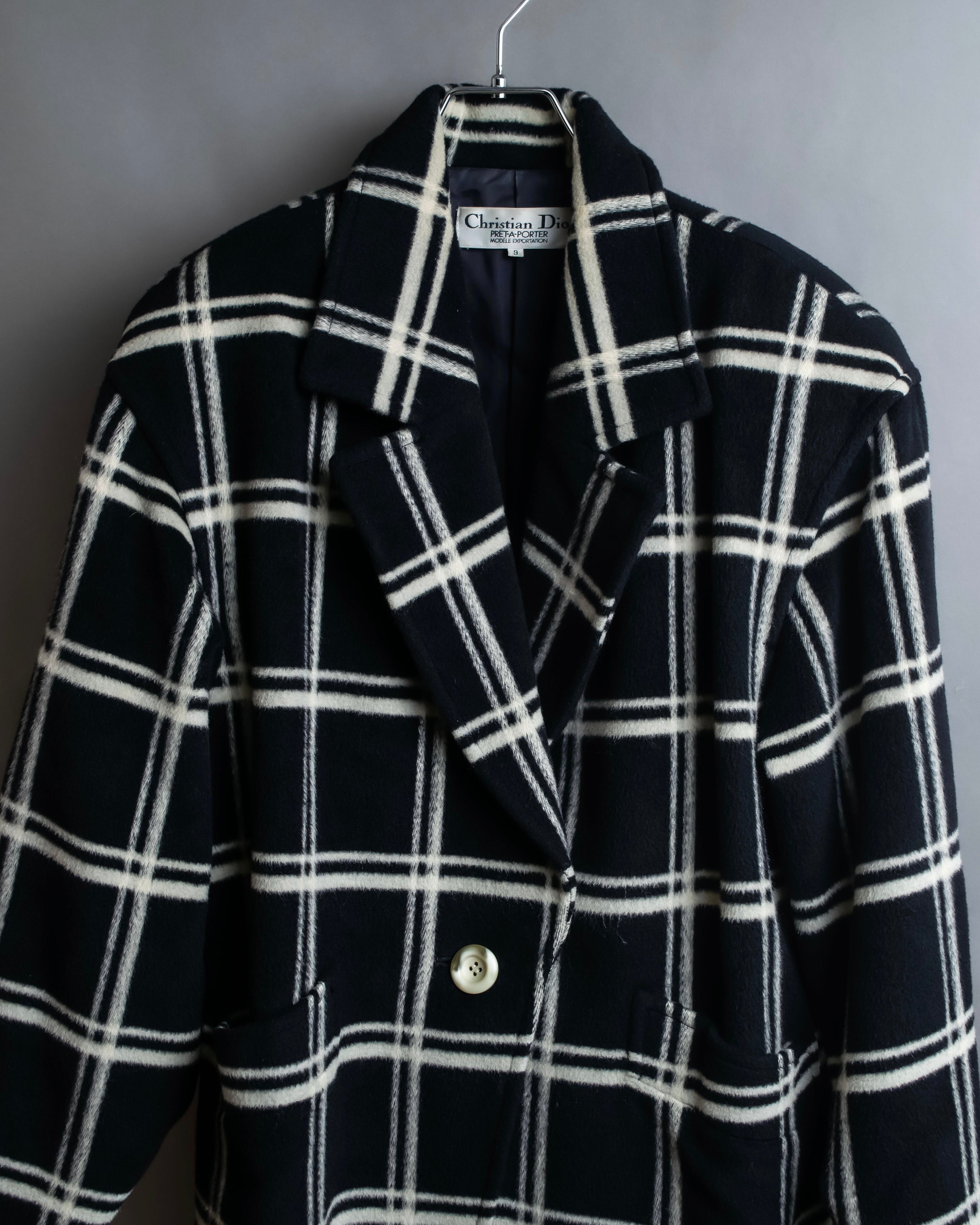 "Christian Dior Large check pattern tailored coat