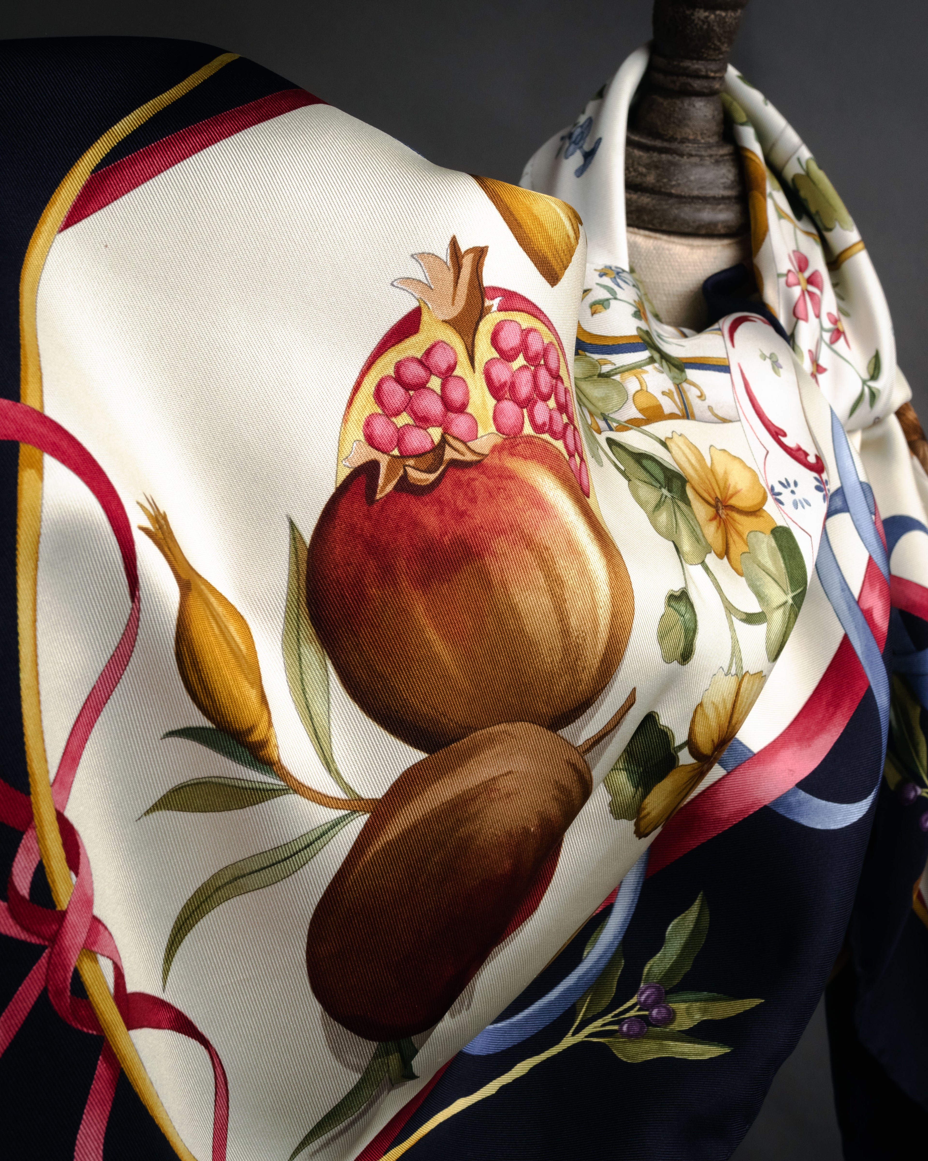 “Salvatore Ferragamo” 90’s Harvest still life silk scarf