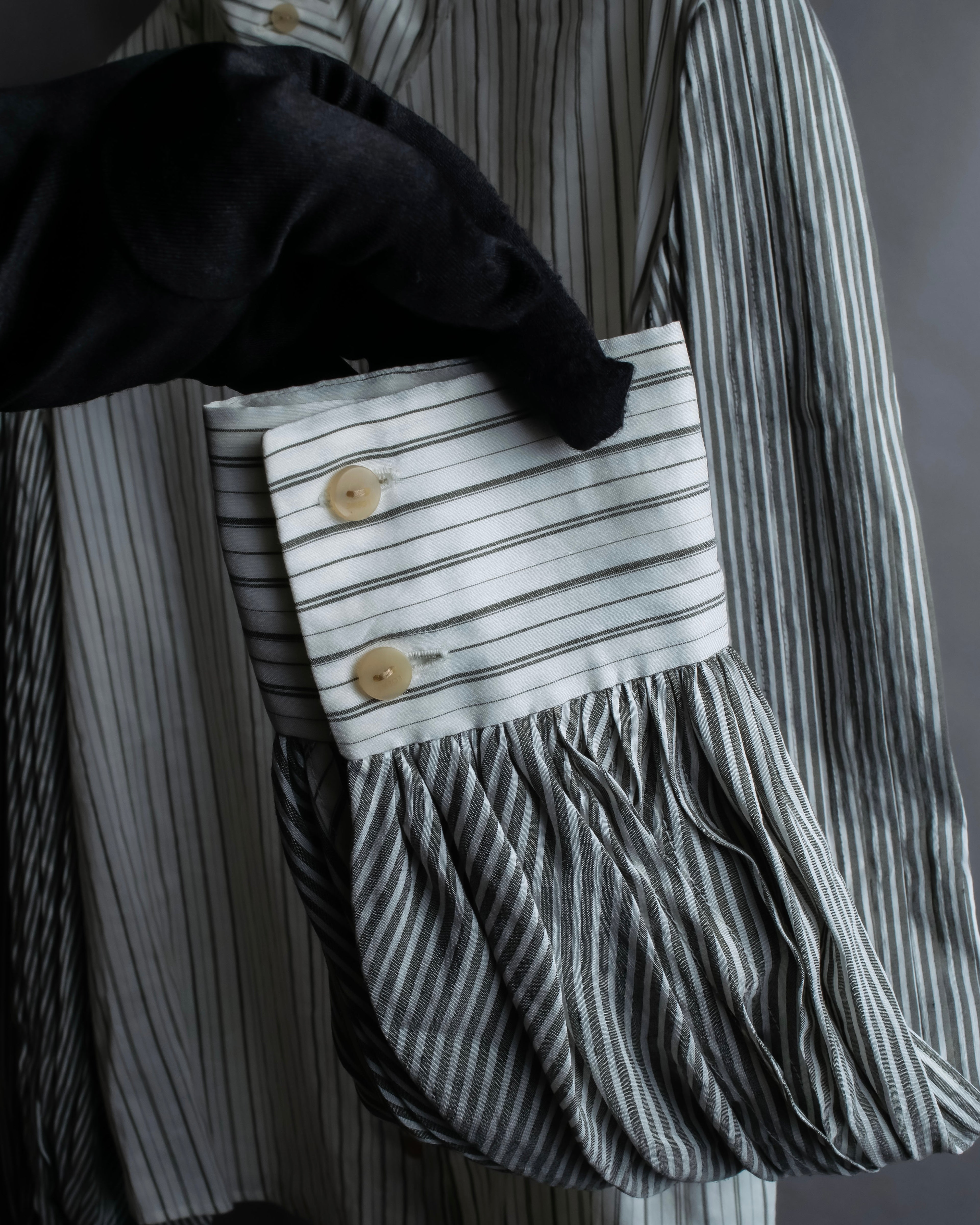 "LOEWE" Balloon sleeve striped high neck shirt