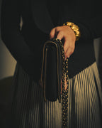 -SPECIAL- "Salvatore Ferragamo" 10's Elegant suede chain shoulder bag