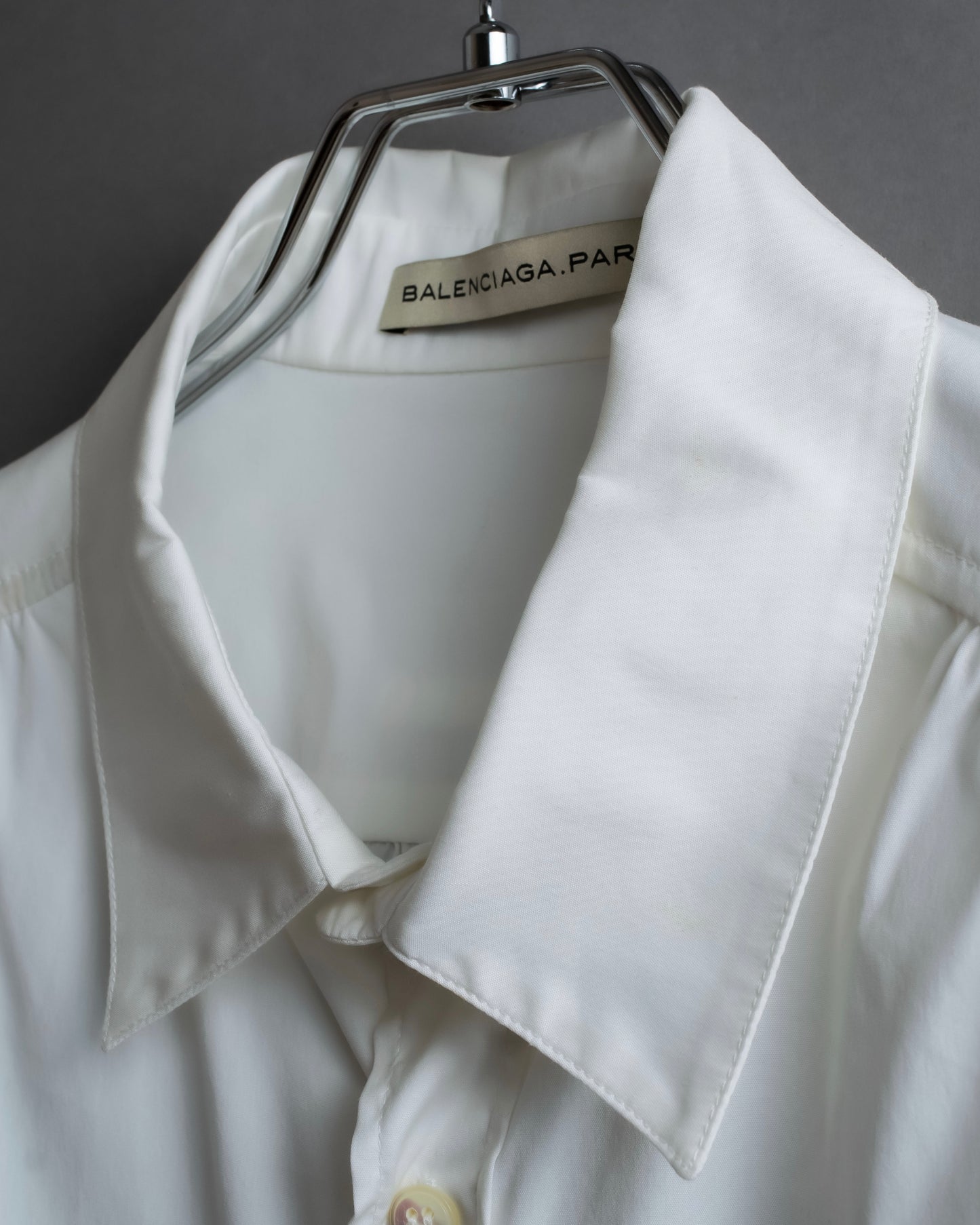 "BALENCIAGA" Gathered design box cut white shirt