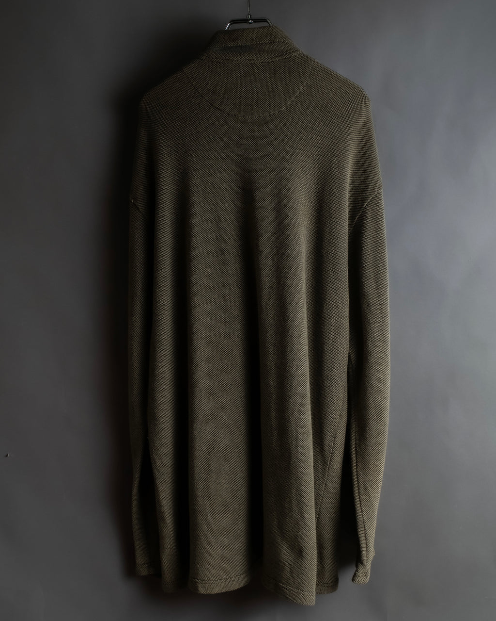 "Vintage herringbone long sleeve polo shirt"