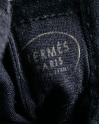 "HERMES" Silver buckle design suede leather gloves