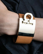 "Ferragamo" Gancini motif leather bangle