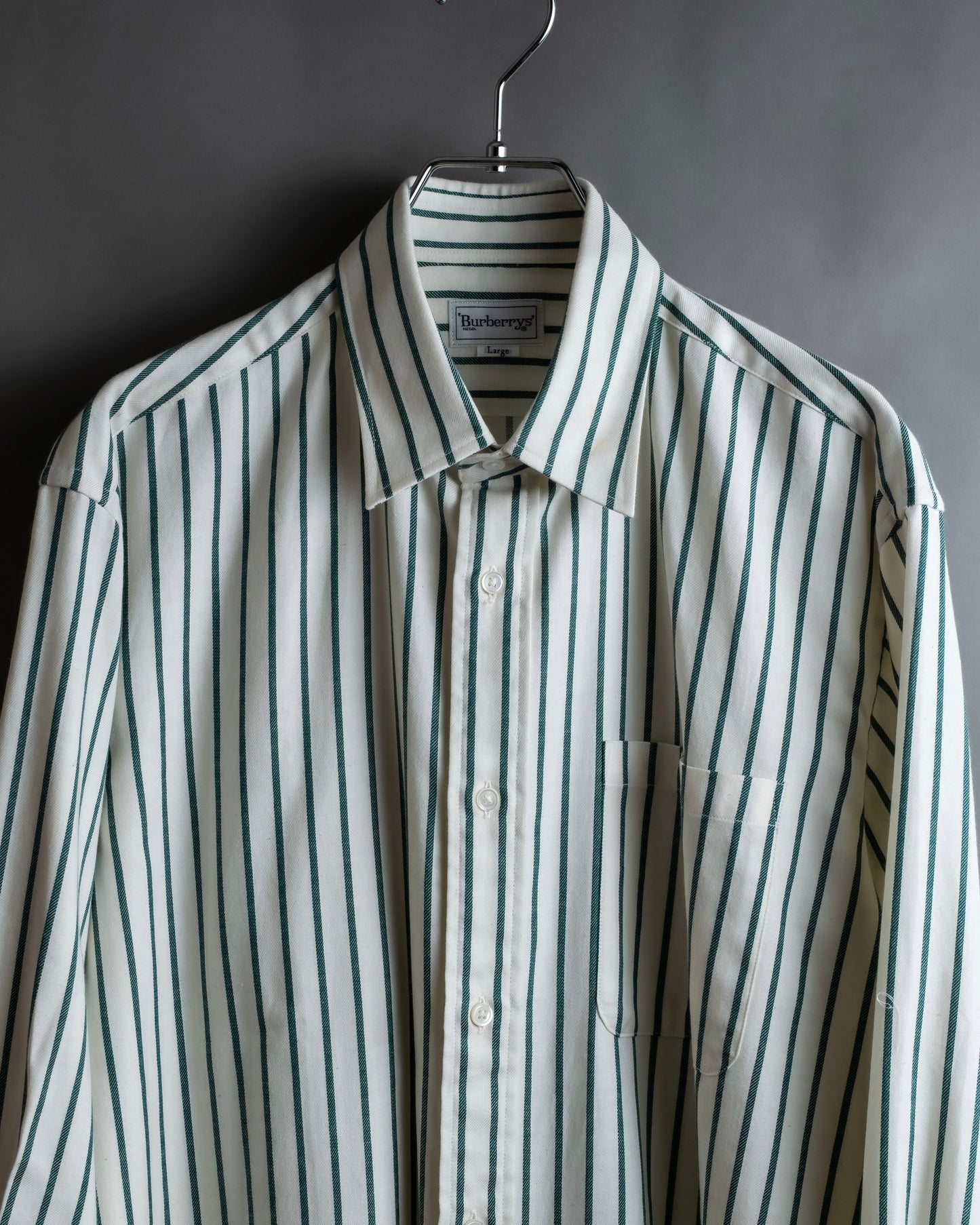 "BURBERRYS" Green stripe pattern oversized shirt