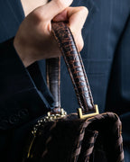 "YVES SAINT LAURENT" Crocodile pattern stitching handbag