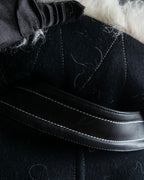 "HELMUT LANG" Fur collar belted long coat