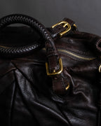 "MIU MIU" Pleated detail rounded boston grained leather 2way bag