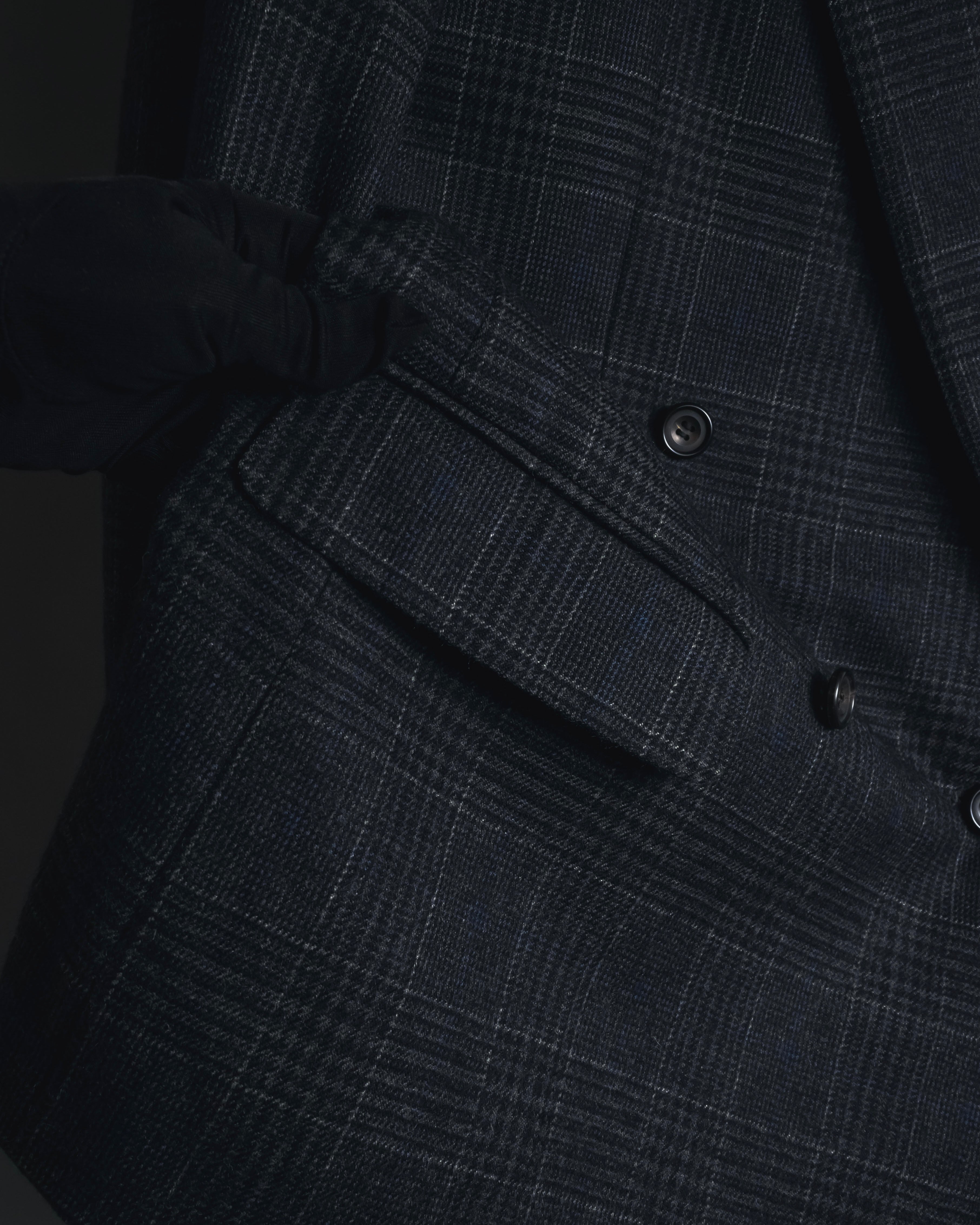 "BALENCIAGA" 90’s Cashmere blend glen check double-breasted blazer