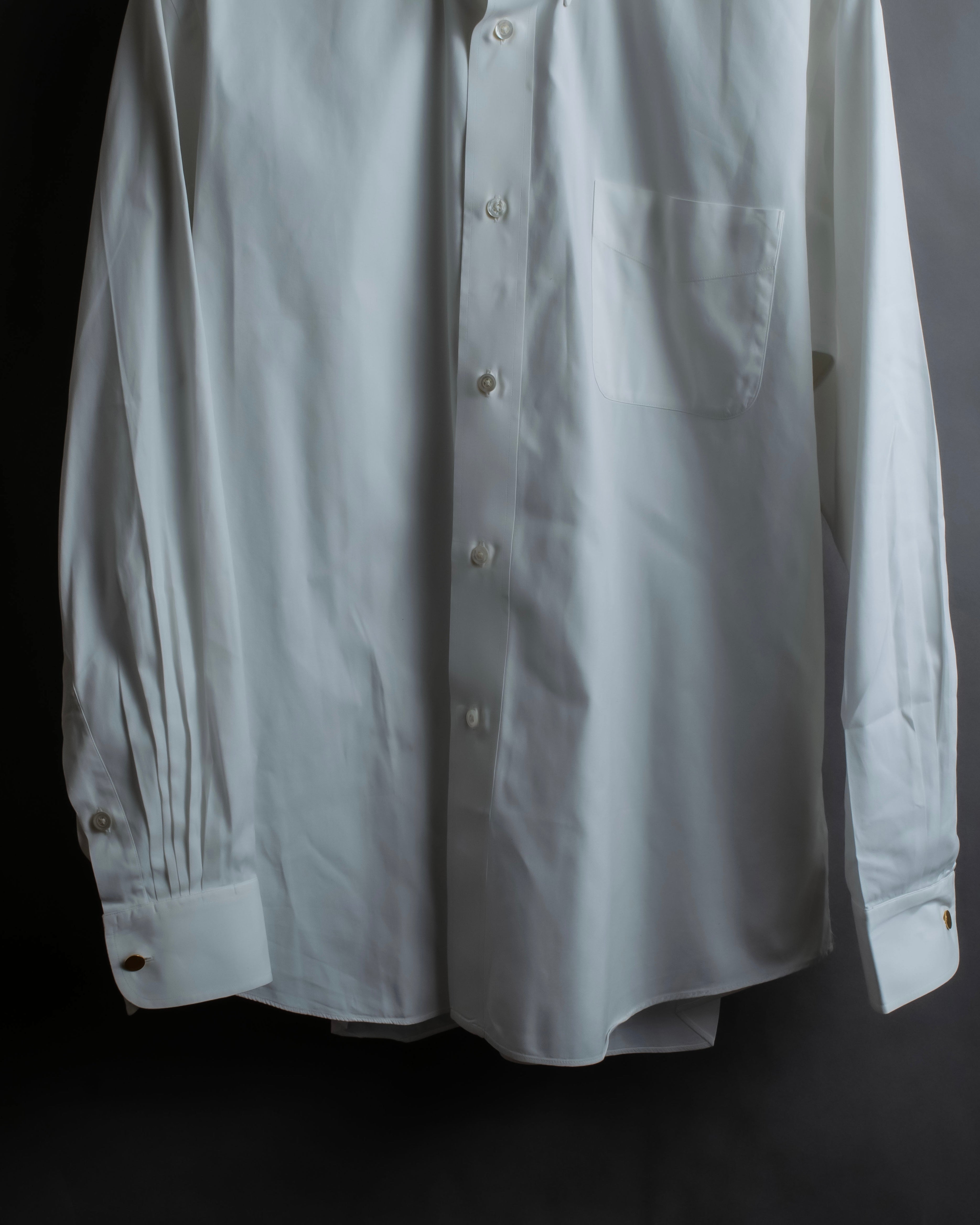 "HERMES" Yoke switching design white cotton shirt