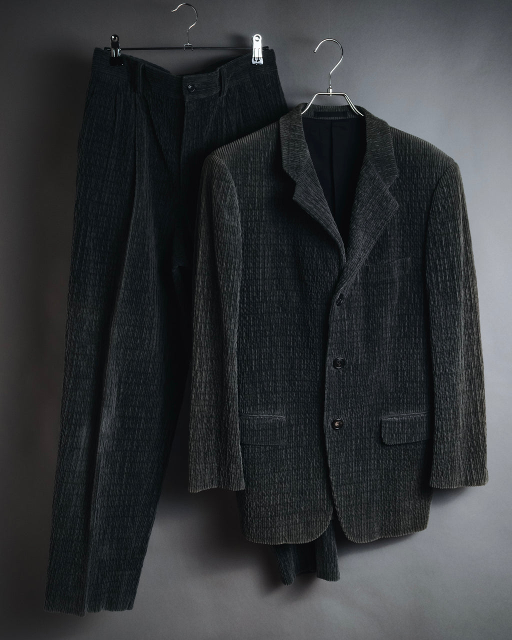–SPECIAL– "ISSEY MIYAKE MEN" 98AW garment-pleated cotton tailoring set-up