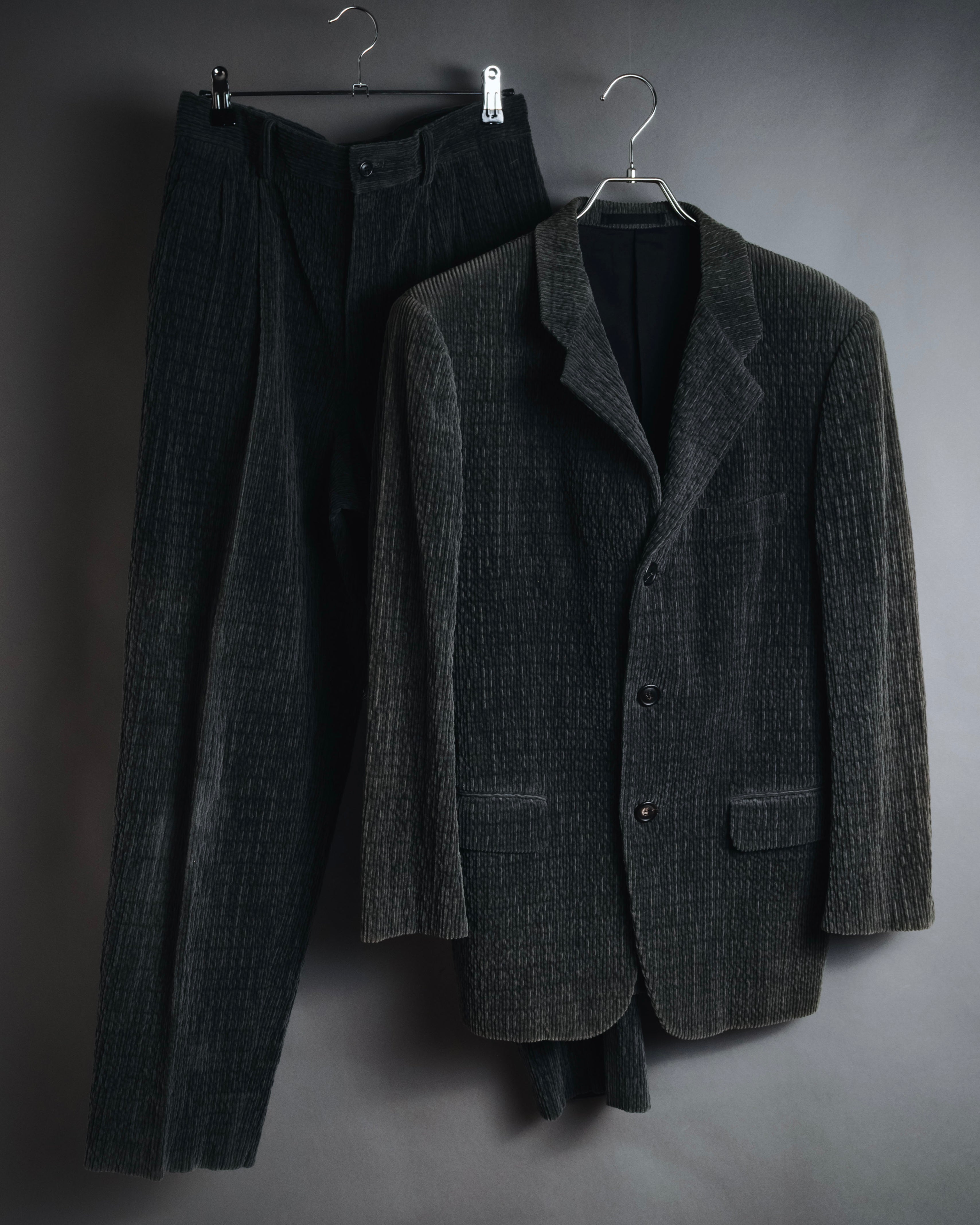 –SPECIAL– "ISSEY MIYAKE MEN" 98AW garment-pleated cotton tailoring set-up