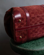 "CELINE" Triomphe motif Bordeaux color suede boston bag
