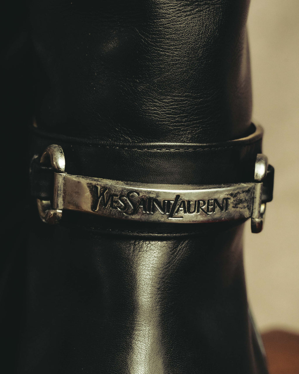 "Yves Saint Laurent" 90's Logo hardware knee-high boots
