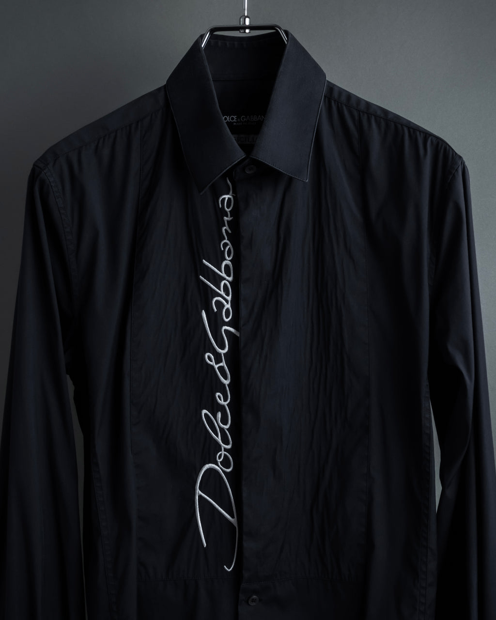 "Dolce & Gabbana" Logo embroidered tie design dress shirt