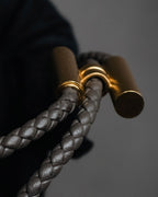 "HERMES" 10’s-20’s Tresse leather H clasp bracelet