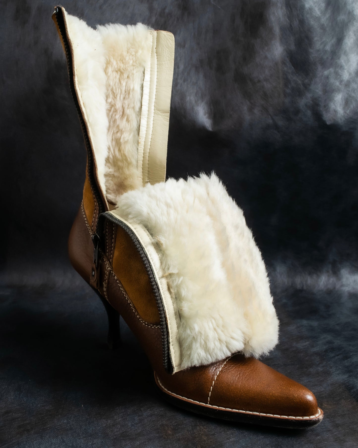 "MIU MIU" Armando toe inner fur design long boots