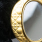 "Christian Dior" Cannage pattern engraved gold hand mirror