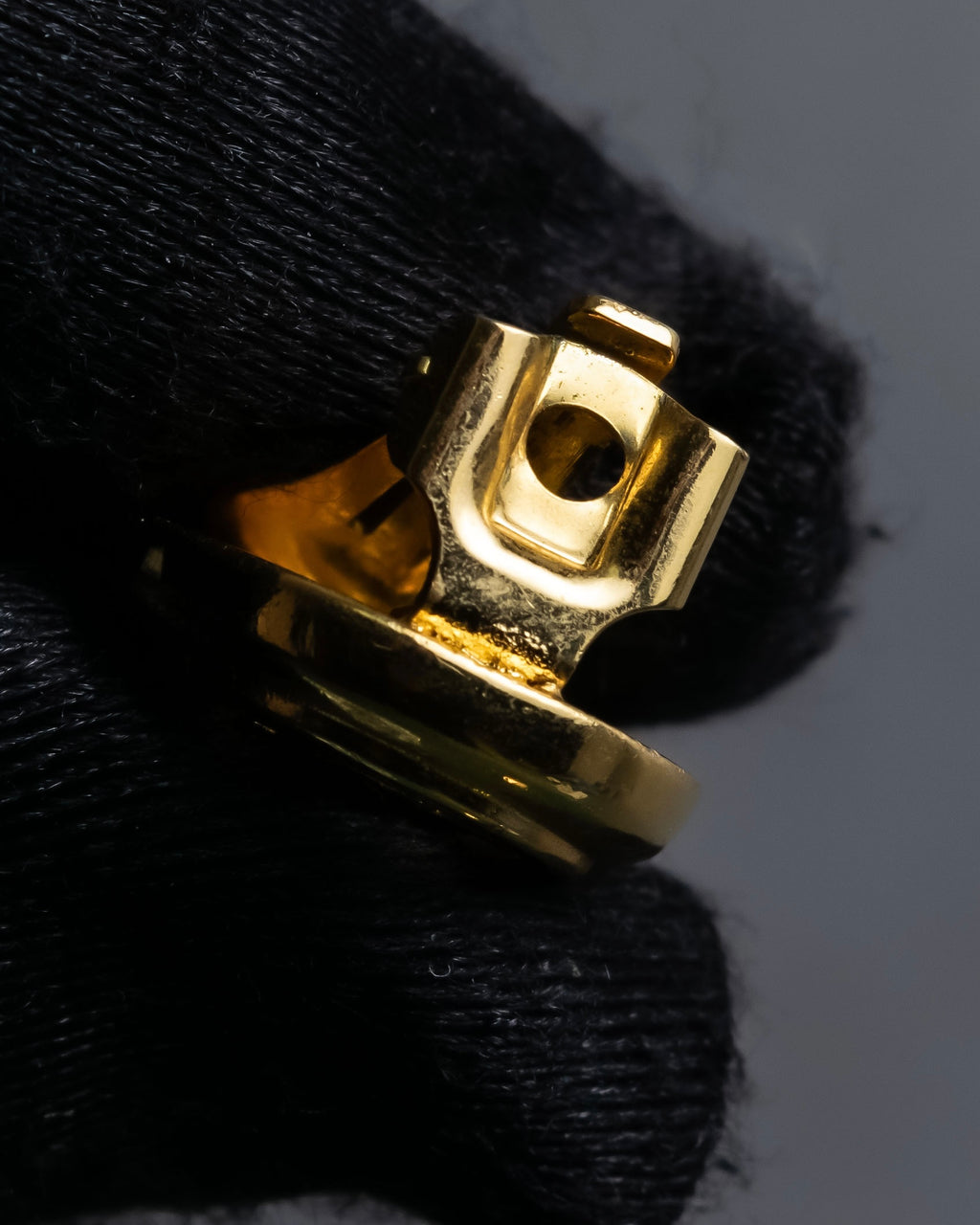 "Christian Dior" Logo cutout design gold earrings