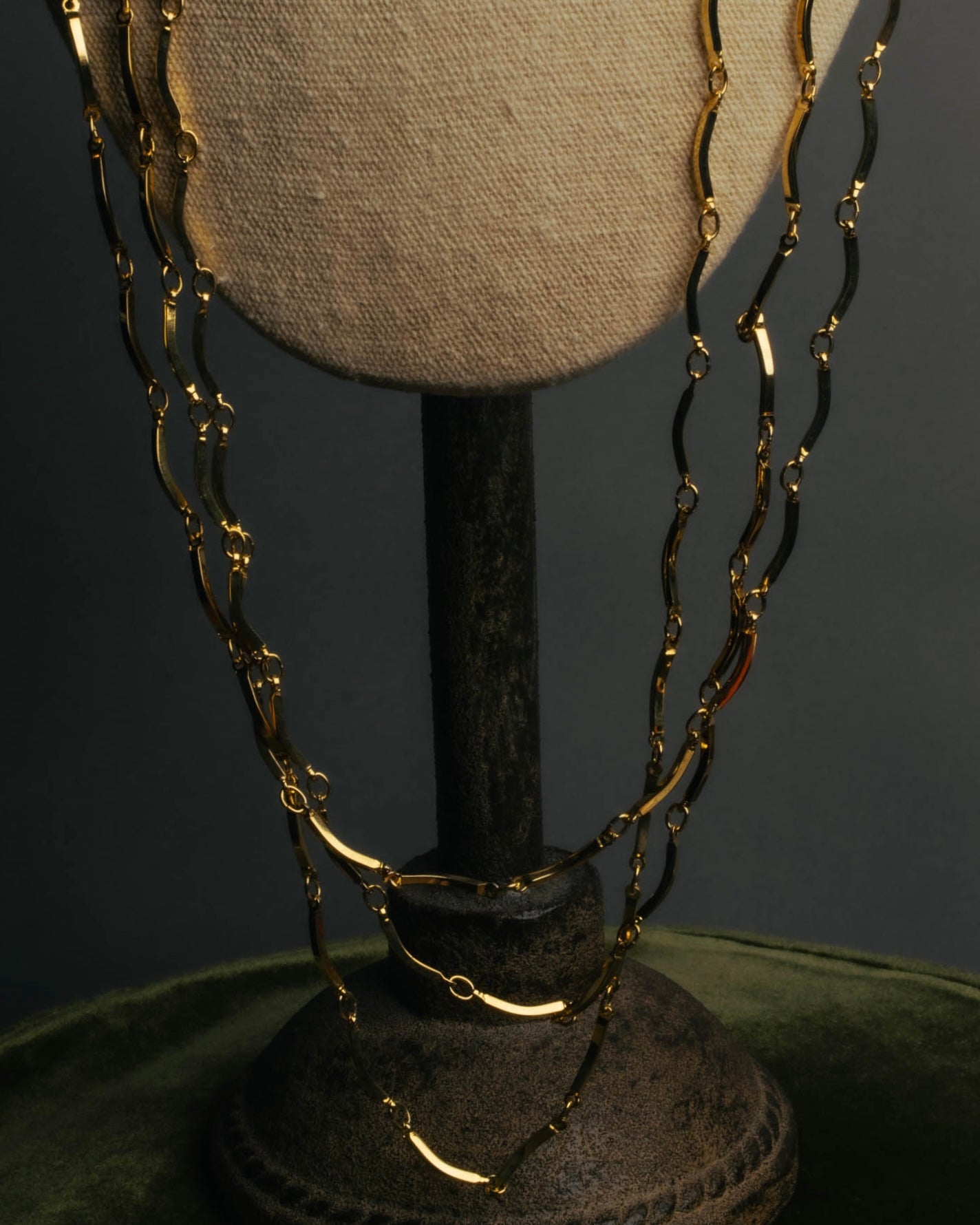 "Yves Saint Laurent" 80's-90's Gold tone multi chain necklace