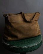 "PRADA" Hook hardware design ostrich leather shoulder bag