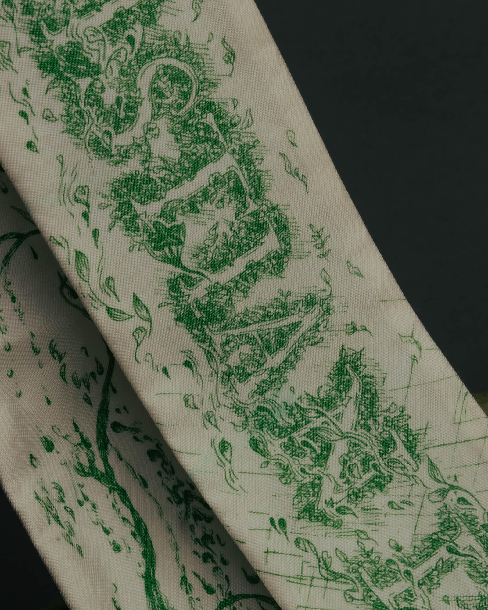 "DIOR" Green printed silk mitzah scarf