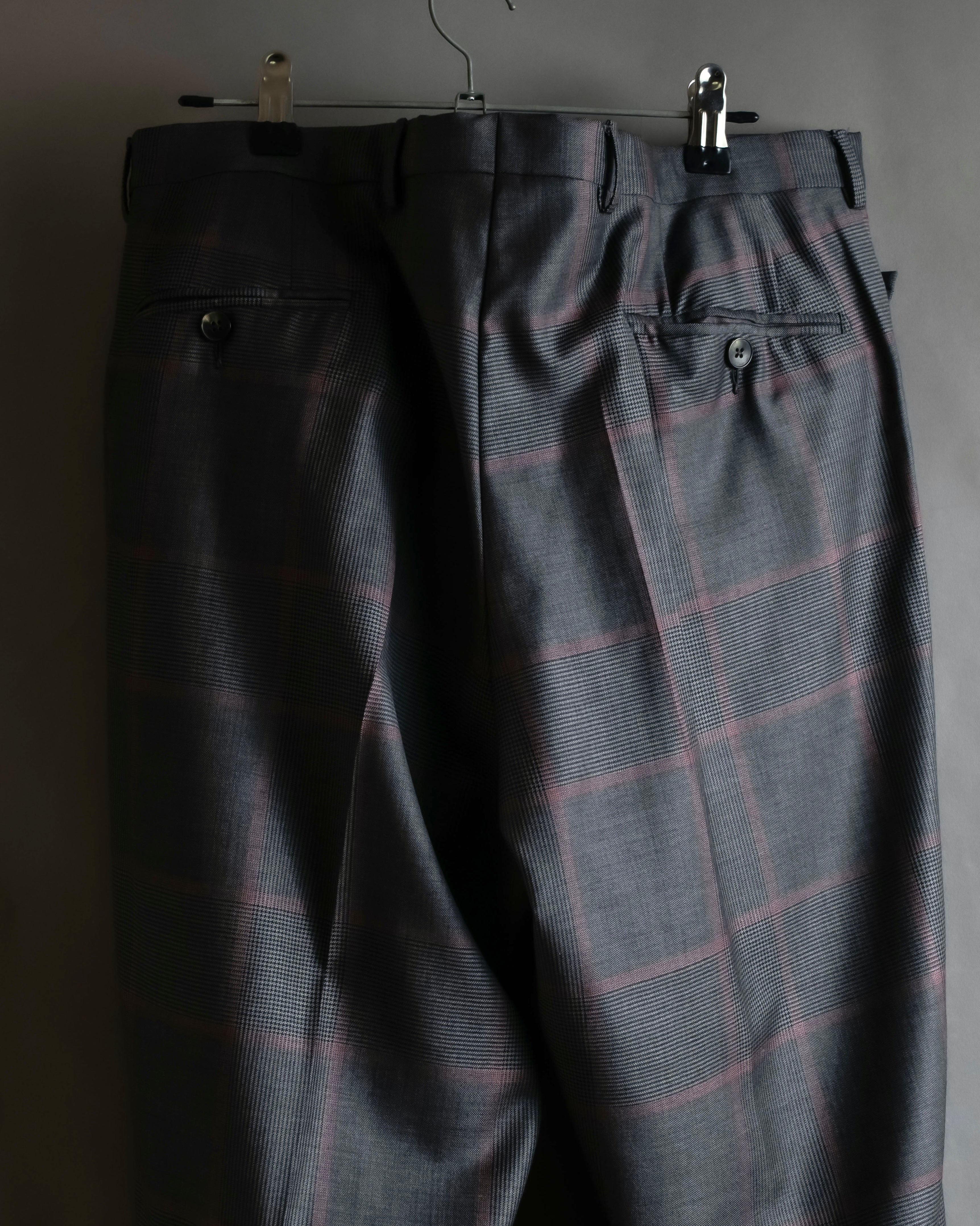 "GUCCI" Glen plaid wool wide tapered slacks