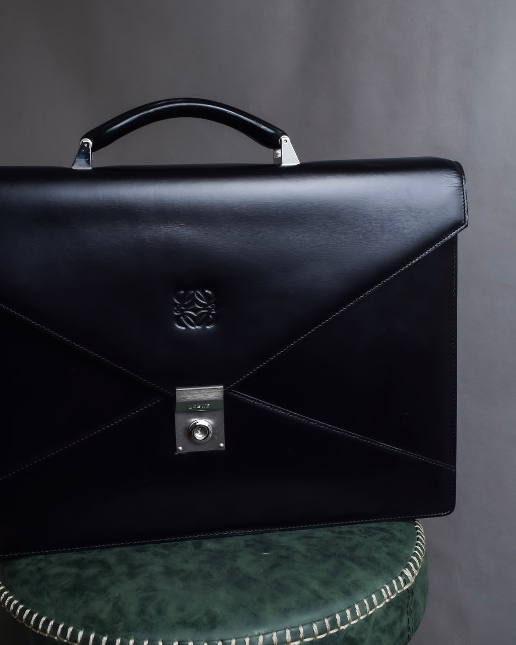 "LOEWE" Logo engraved leather briefcase bag