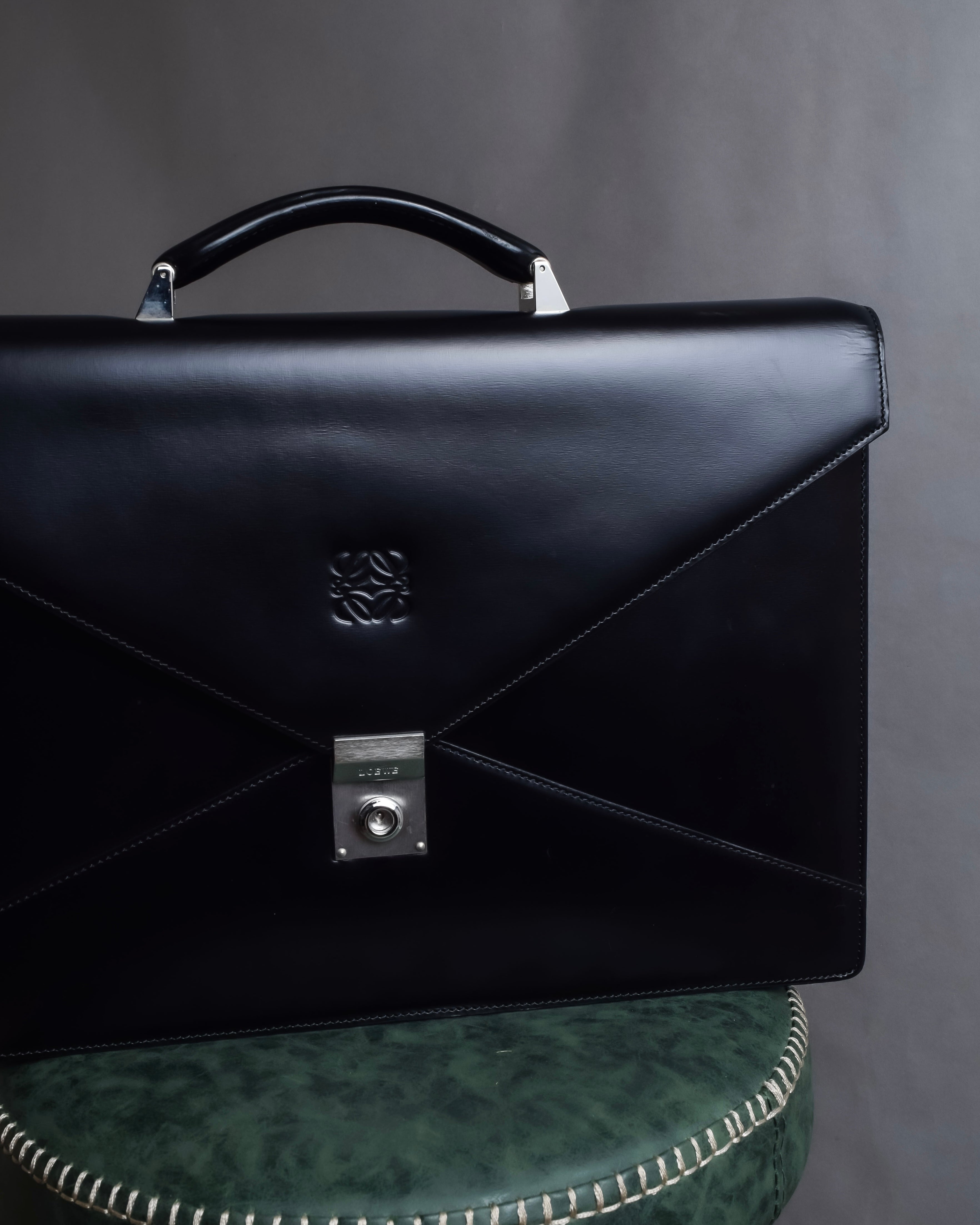 "LOEWE" Logo engraved leather briefcase bag
