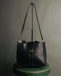 "Salvatore Ferragamo" 90's-00's Croc embossed leather shoulder bag