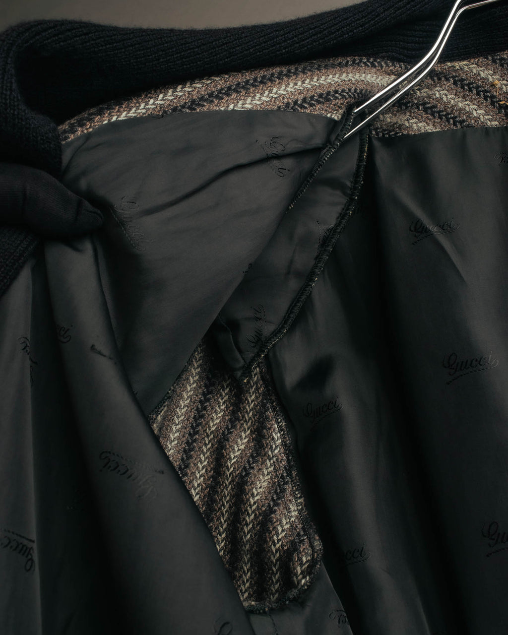 -SPECIAL- “GUCCI” 80’s-90’s Textured striped shawl collar long coat
