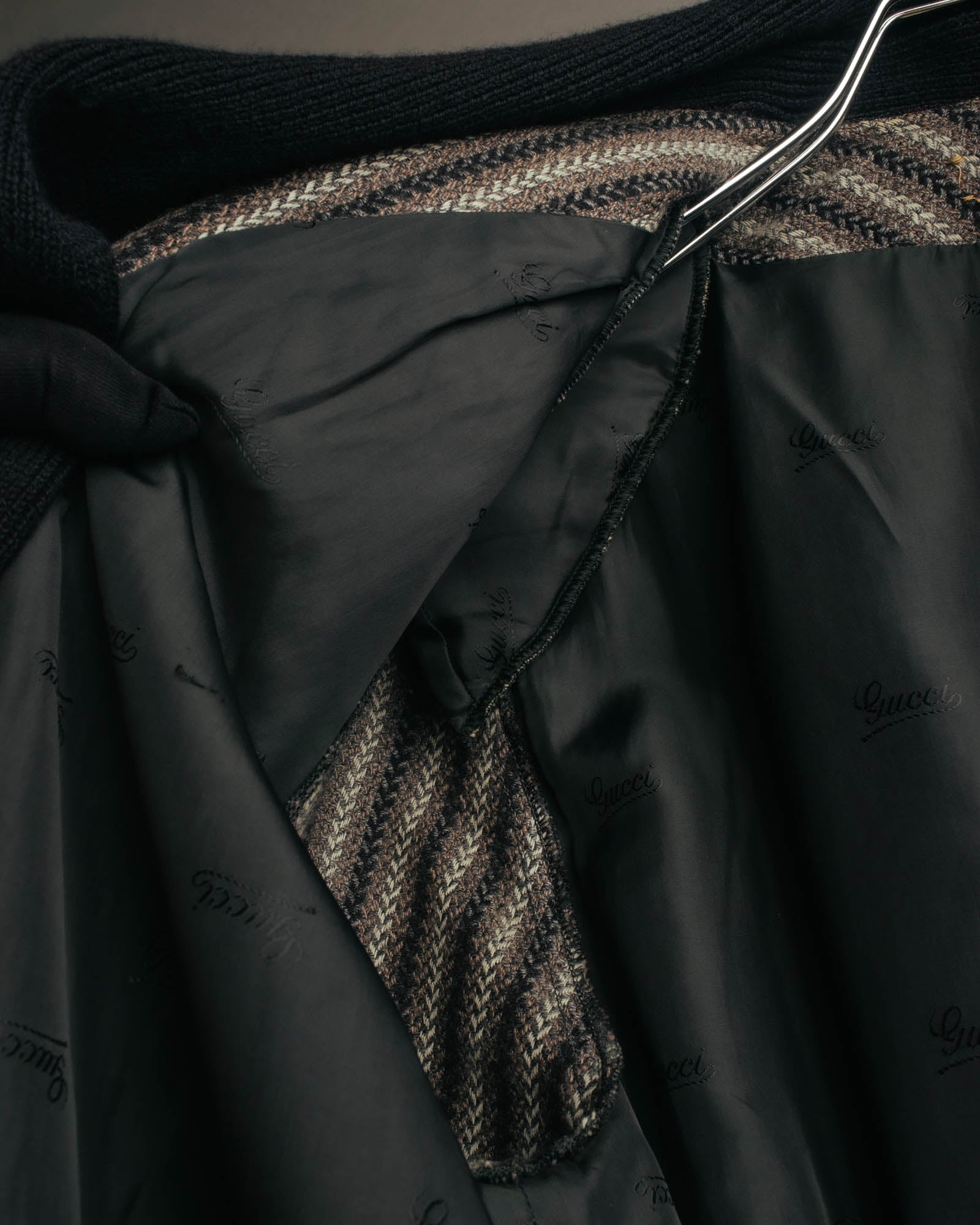 -SPECIAL- “GUCCI” 80’s-90’s Textured striped shawl collar long coat