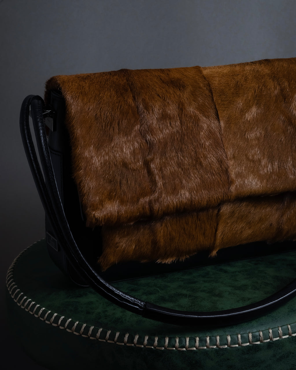 "GUCCI" Combination design hair calf leather bag