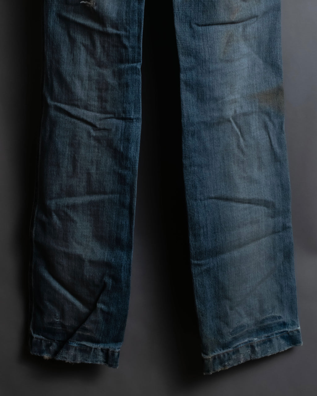 "Dolce & Gabbana" Gold zip detail distressed straight denim