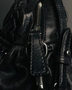 -SPECIAL- "MIU MIU" 00's-10's Glossy gathered leather handbag