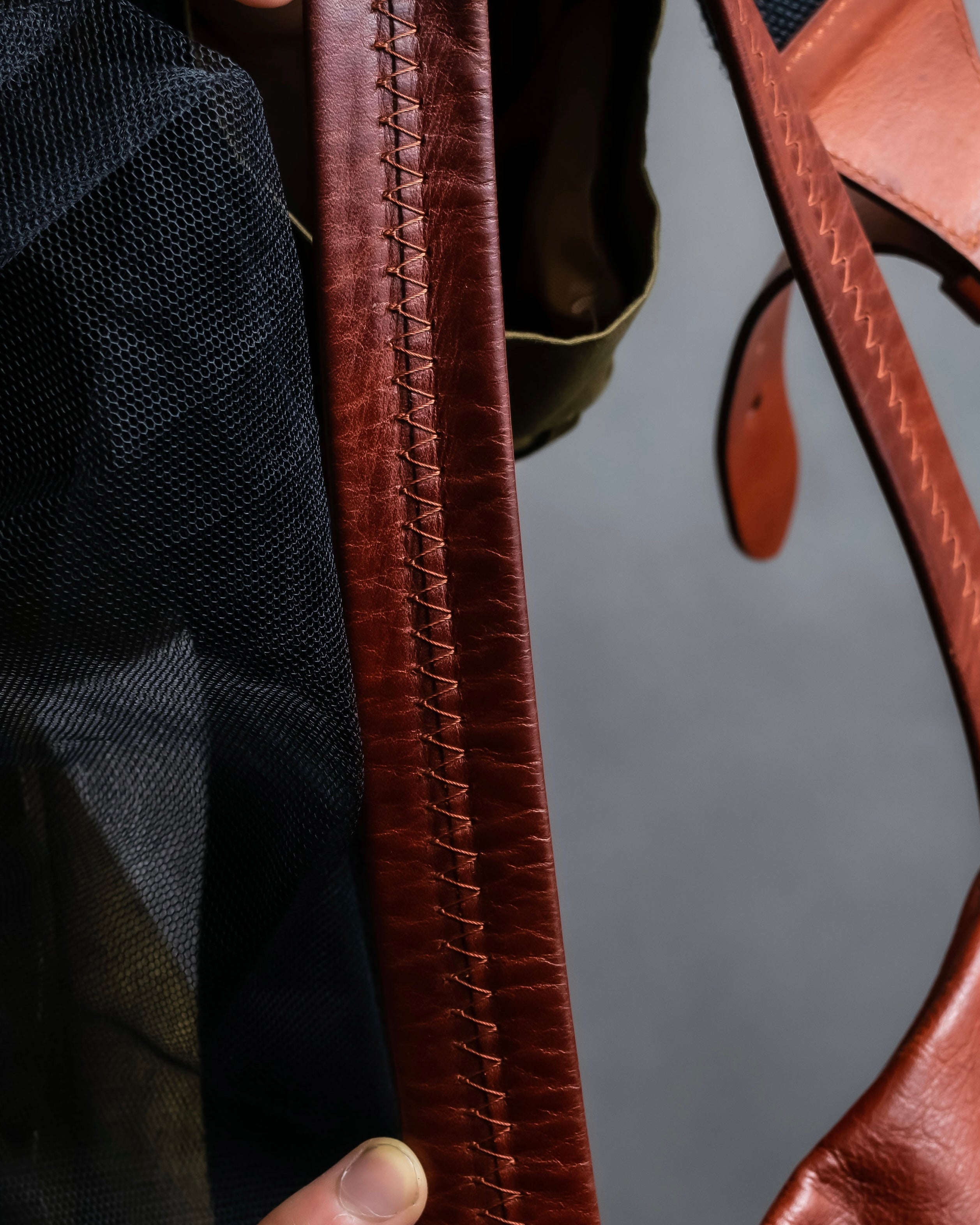 "MAISON MARGIELA" Genuine leather 2way brown color sailor bag