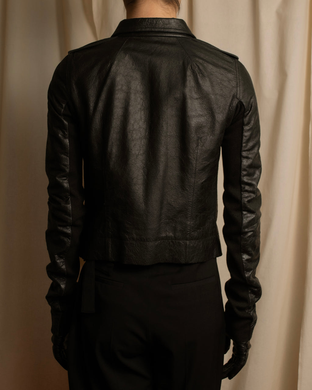 -SPECIAL- "Rick Owens" 15AW Beautiful wrinkles front zip leather jacket