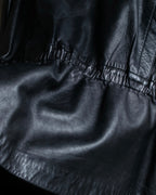 "Claude Montana" Drawcord detail stand-up collar leather blouson
