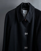 "CELINE" Hedi Slimane period metal buckle design long coat