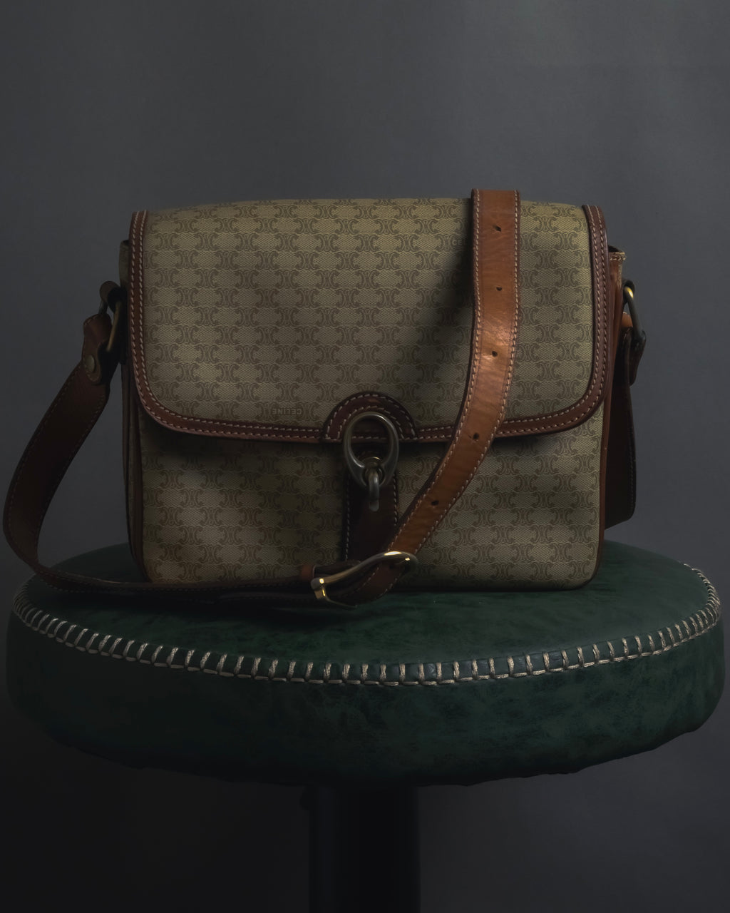 "CELINE" 80’s macadam canvas shoulder bag