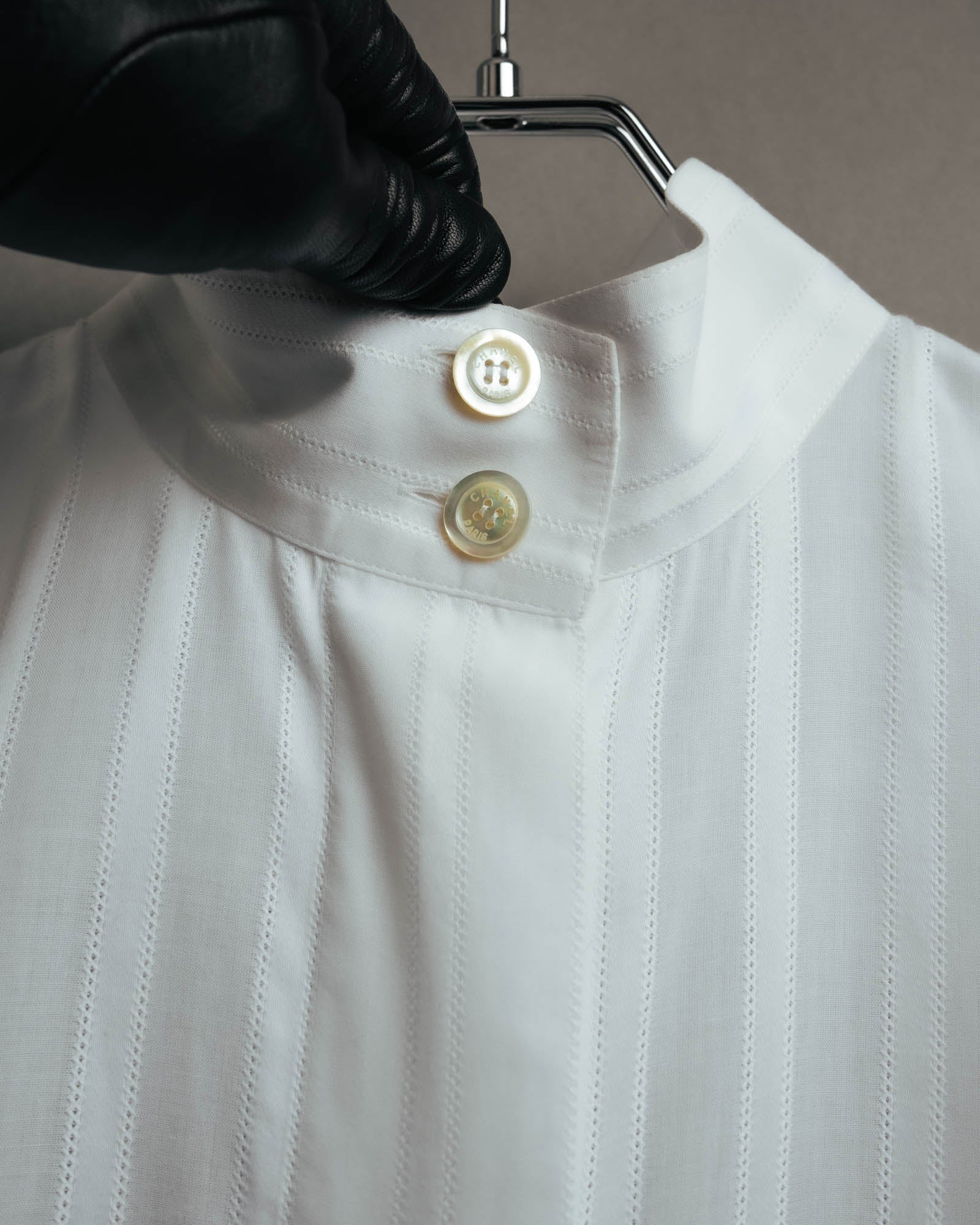 -SPECIAL- “CHANEL” 08 Cruise Collection Sheer cotton stand collar shirt