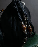 "GUCCI" Bamboo design combination chain shoulder leather bag