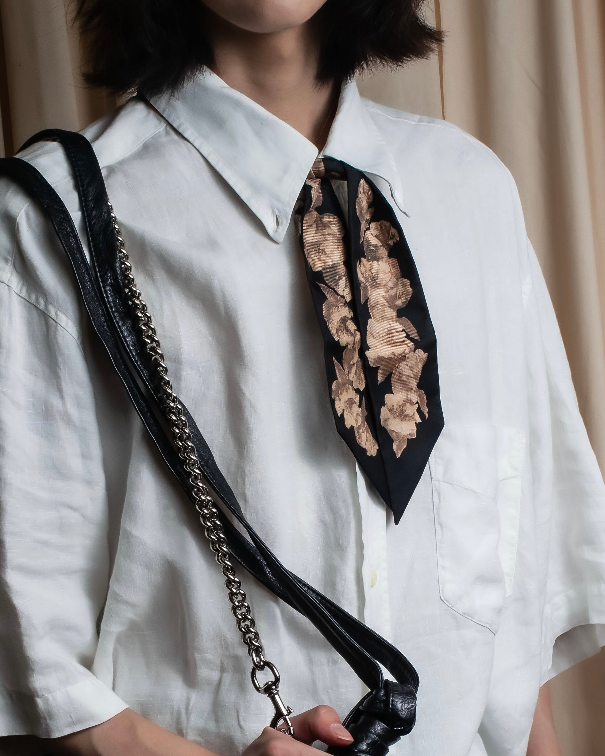 "Christian Dior" Baroque floral pattern silk twill scarf