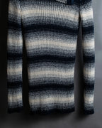 "Christian Dior" Gradient striped irregular neck knit