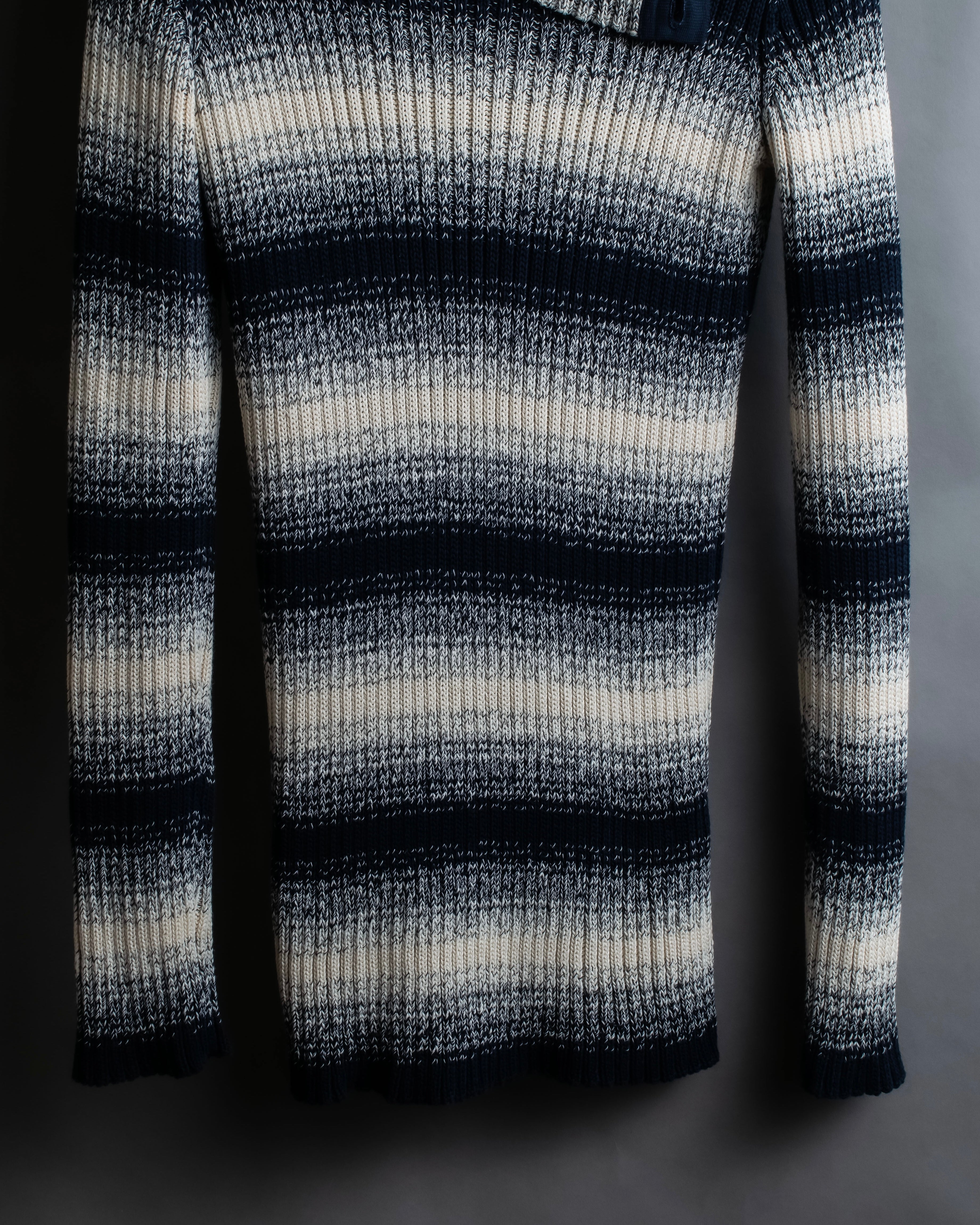 "Christian Dior" Gradient striped irregular neck knit