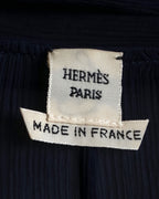 "HERMES" Bowtie detail balloon sleeve sheer pullover