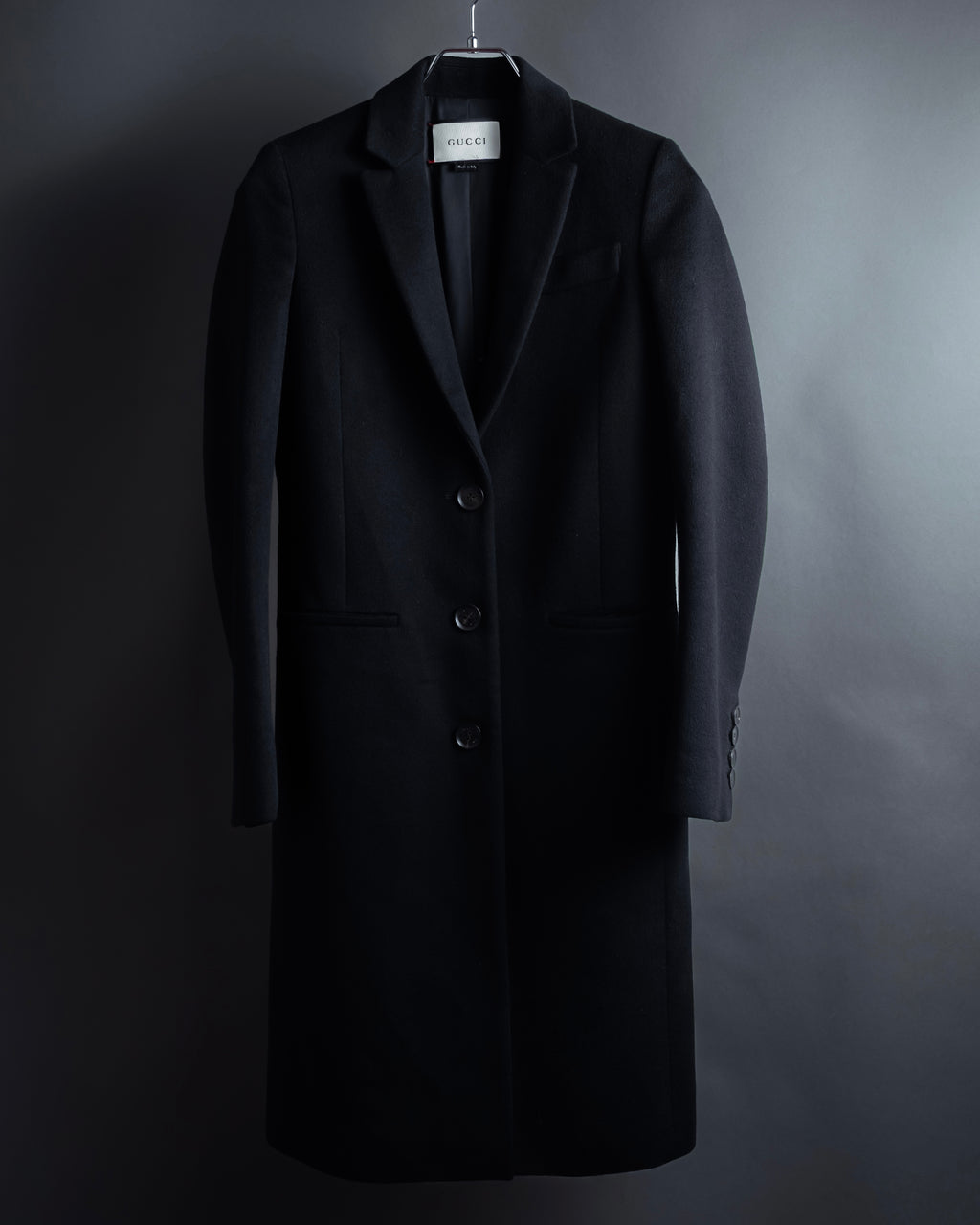 "GUCCI" Michele period linear silhouette wool chester coat