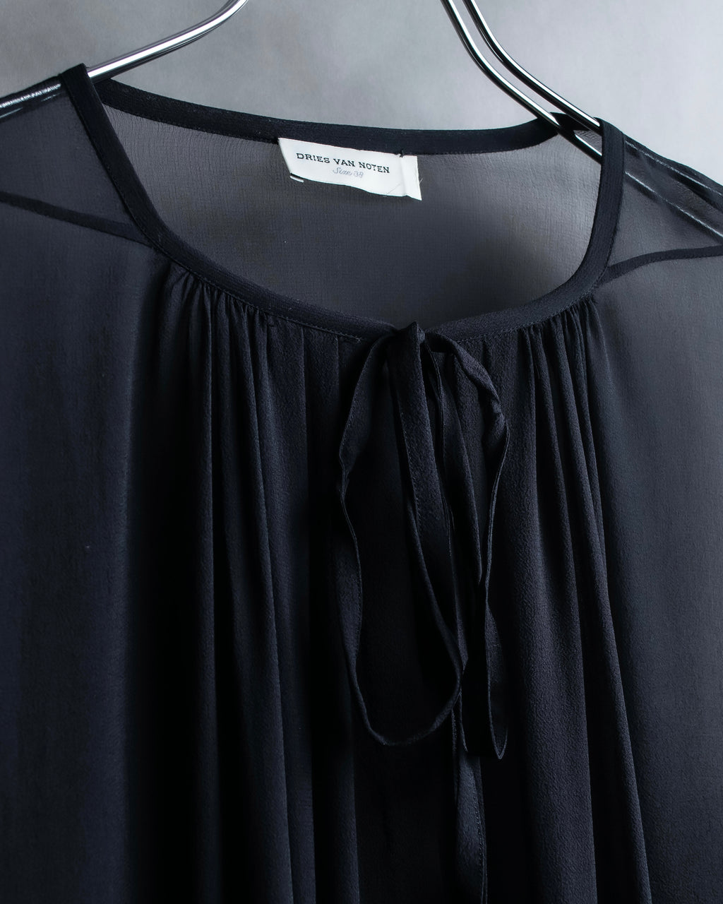 "DRIES VAN NOTTEN" Gather tiered design sheer black dress