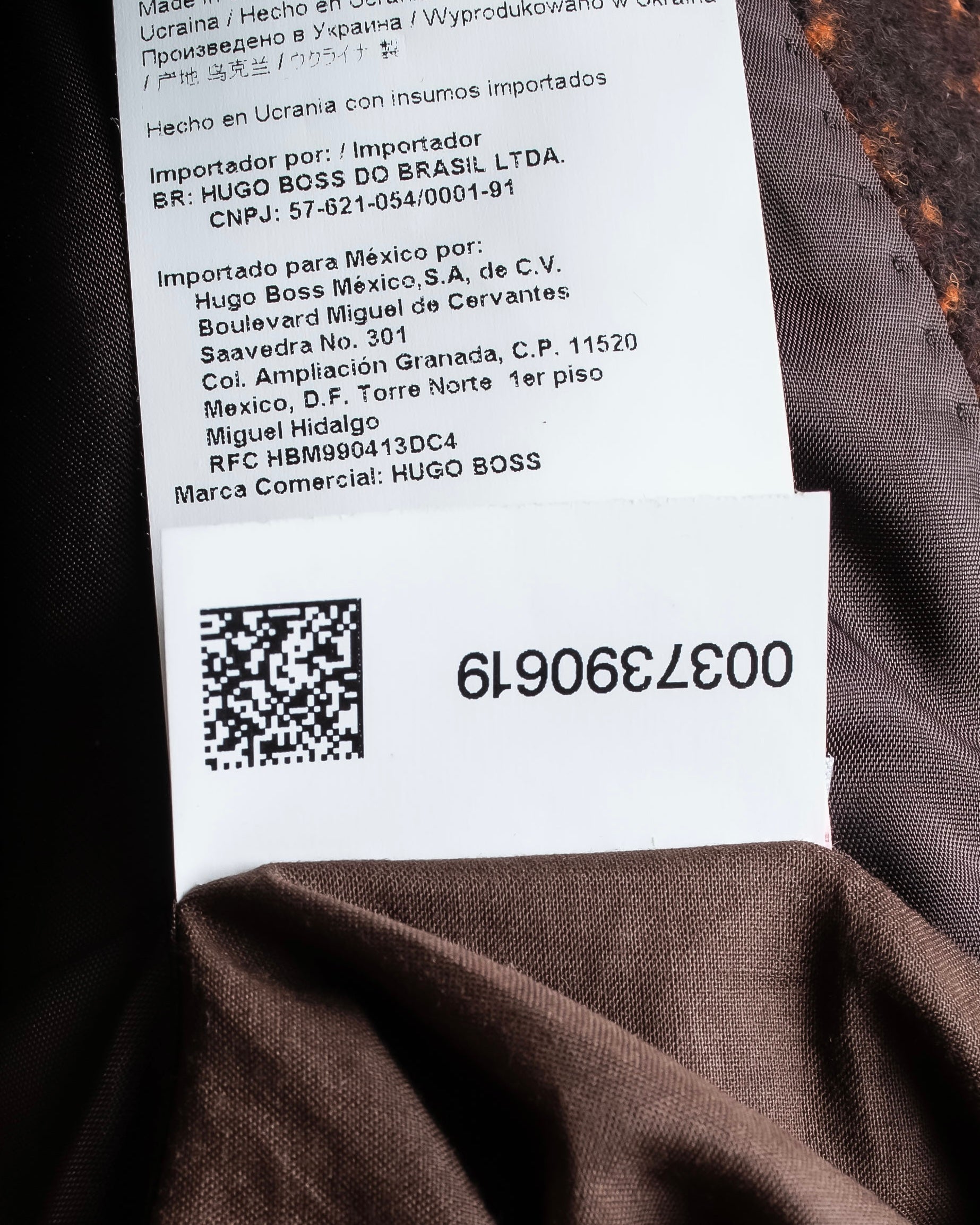 "HUGO BOSS" Plaid brushed wool tailored coat