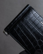 "Saint Laurent" Crocodile embossed leather bi-fold money clip